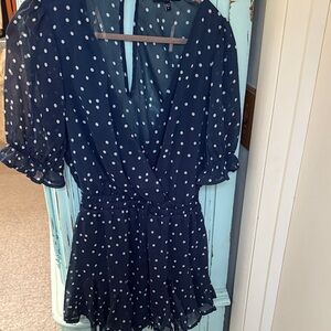 Navy Polka Dot Jumpsuit